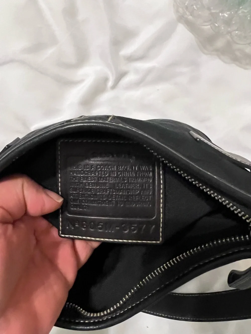 Coach Black Signature Canvas Shoulder Bag with Leather Trim